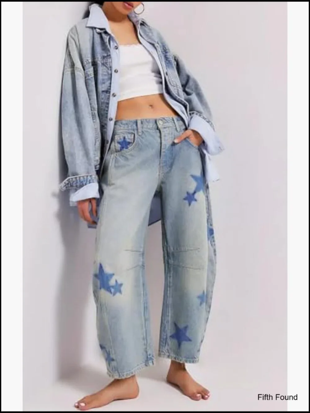 Wide Leg Barrel Jeans Distressed Vintage Boyfriend Fit Mid Rise Cotton Blend - Picture 3 of 7